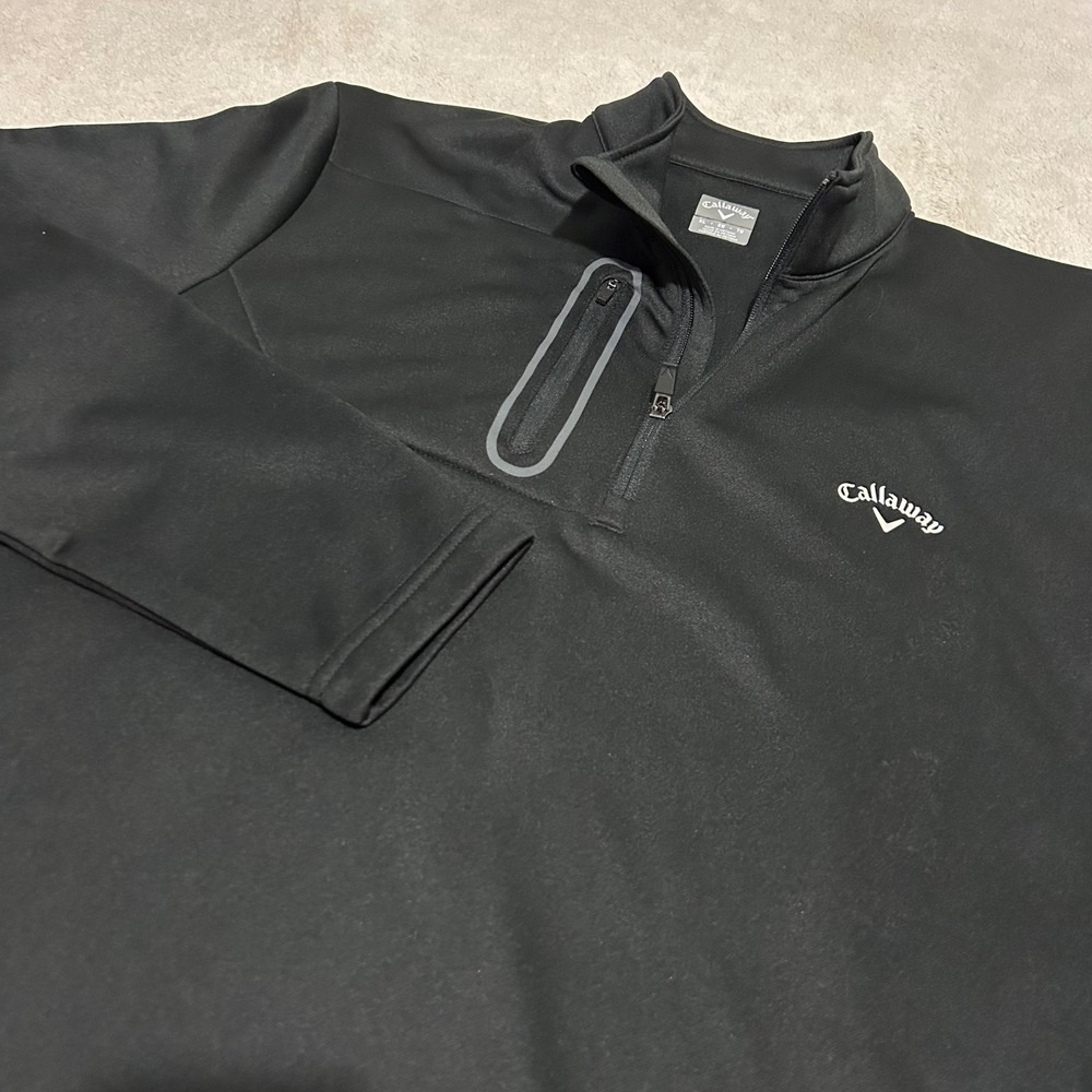 Callaway Quarter Zip Pullover Mens XL Black Long Sleeve Golf Jacket New NWOT